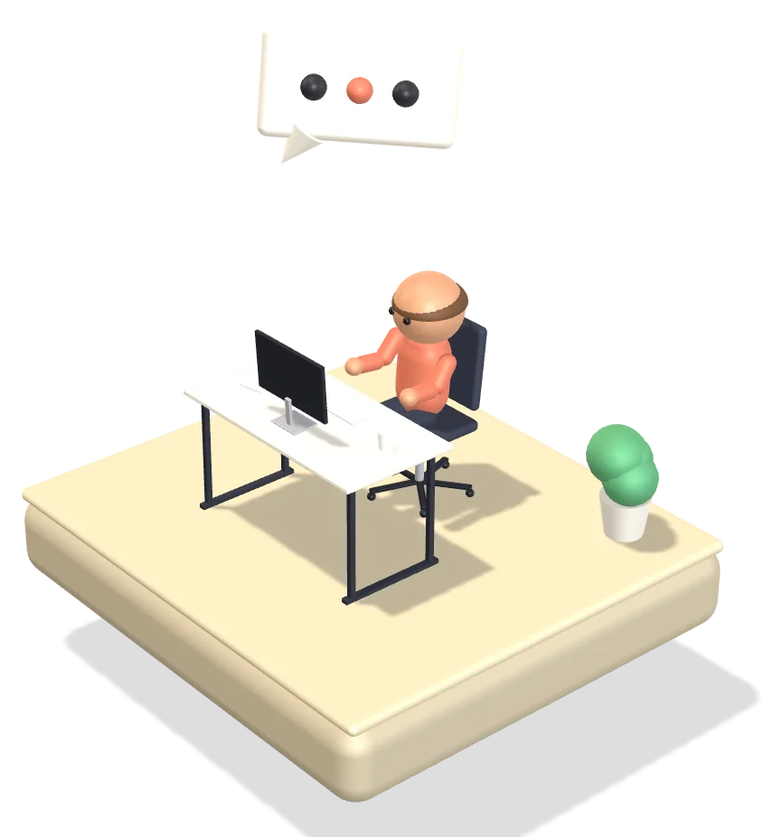A person chatting with Claude at a desk