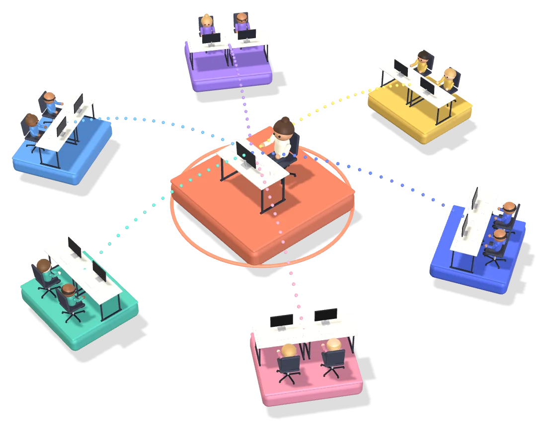 You at the centre, with every department around you staffed by Claude agents and wired to you